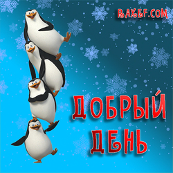 Good day! Postcard with penguins and snowflakes! Winter has come! I wish everyone a good winter day! Guys, even in winter ...