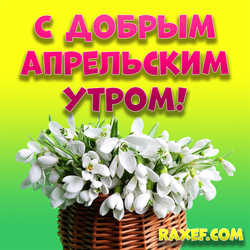 Good April morning! April picture with snowdrops in the basket! Snowdrops! April! I wish all people ...