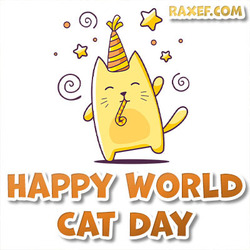 Postcard for the day of cats! Picture in English! Congratulations in English!