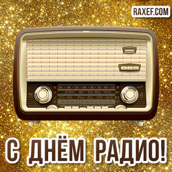 Happy radio day! Picture for radio day with gold background! May 7!