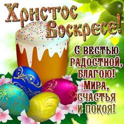 Postcard! Happy Easter! Beautiful picture with congratulations! Easter cakes, eggs!