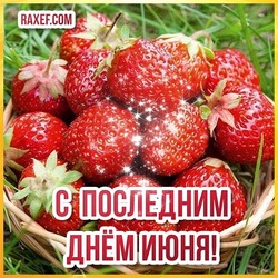 Happy last day of the first month of summer! The last day of June is today! Picture, postcard! 30 June! Beautiful card with strawberries!