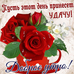 Beautiful picture! Good morning! Card with roses! Roses!