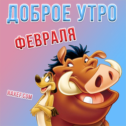 Postcard with Timon and Pumbaa! Good February morning! Hurrah! February!