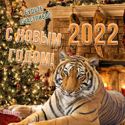 С новым 2022 годом тигра! Тигр! Открытка! Картинка!