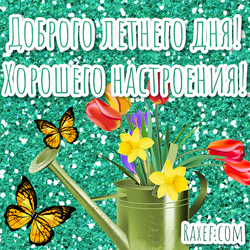 Доброго и хорошего летнего дня! Лето! Открытка, летняя картинка! Цветы! Бабочки!