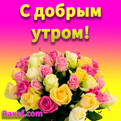 С добрым утром! Картинка с букетом роз женщине! Бесплатно! Открытка с розами и пожеланиями в прозе!  Пусть новый день...