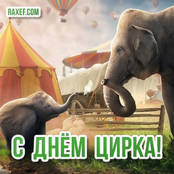 Красивая открытка со слонами на день цирка! Картинка!