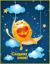 Прикольная открытка спокойной ночи! Гифка с котом! Кот! Анимация! Гиф!